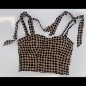 Rabbit Rose plaid crop top
